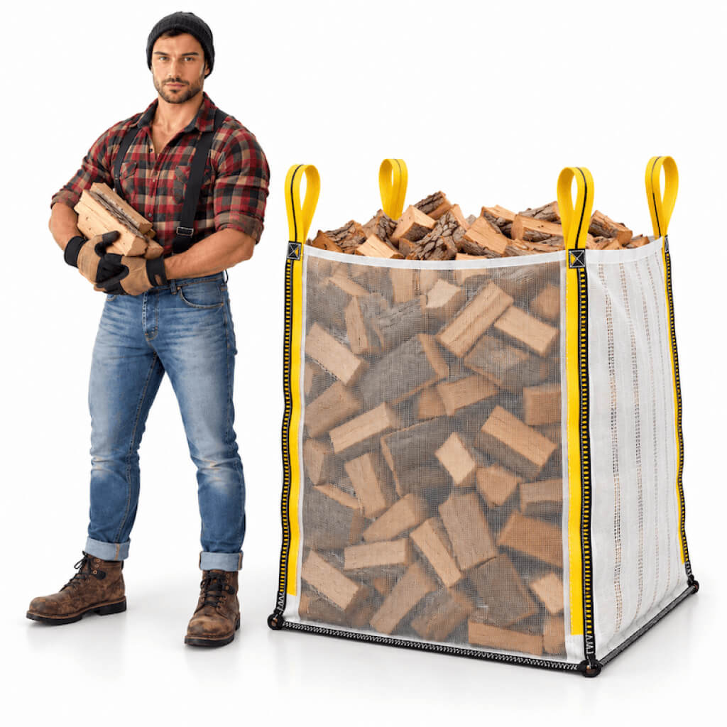 Brennholz Big Bag mit Moskitonetz 1 m³- 1000 kg